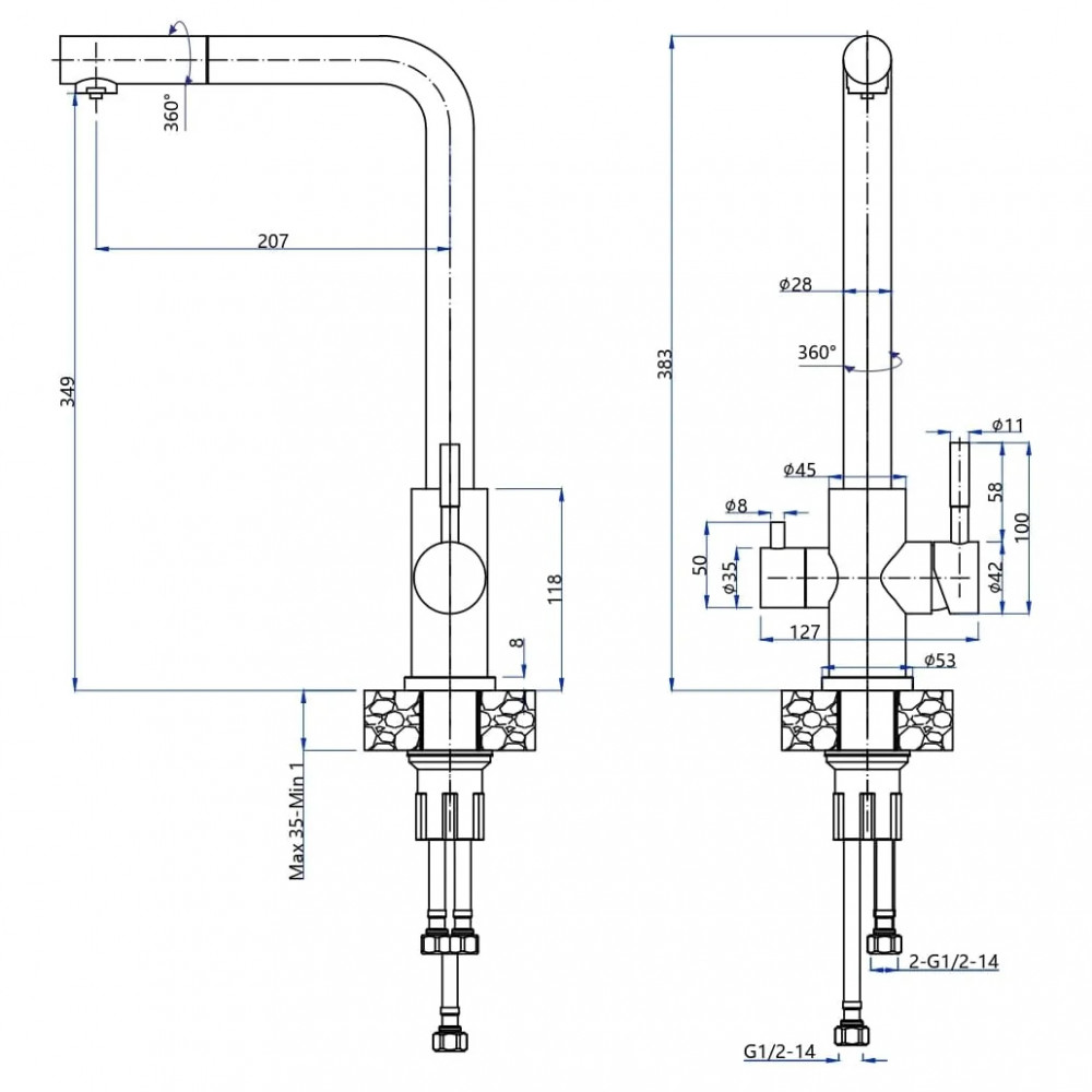 Смеситель GRANFEST gray