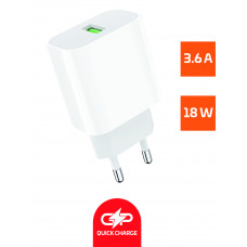 Сетевое ЗУ GoPower GPQC07 1USB 18W QC3.0 белый GoPower GPQC07 1USB 18W QC3.0