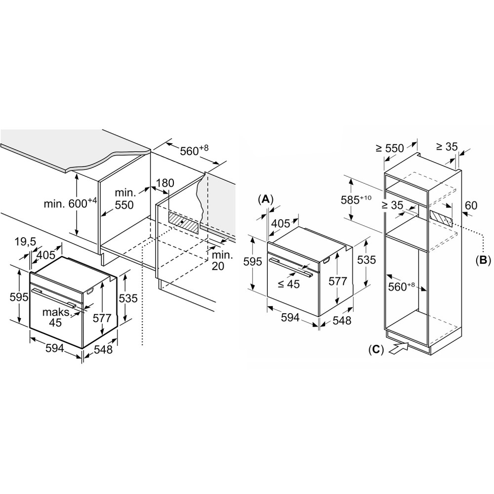 Встраиваемая электрическая духовка Bosch Встраиваемый духовой шкаф BOSCH HNG978QB1