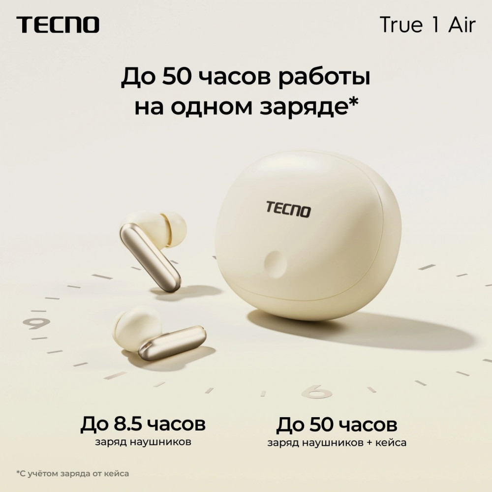 Гарнитура внутриканальные TECNO True 1 Air TU01 AIR ELEGANT BLACK