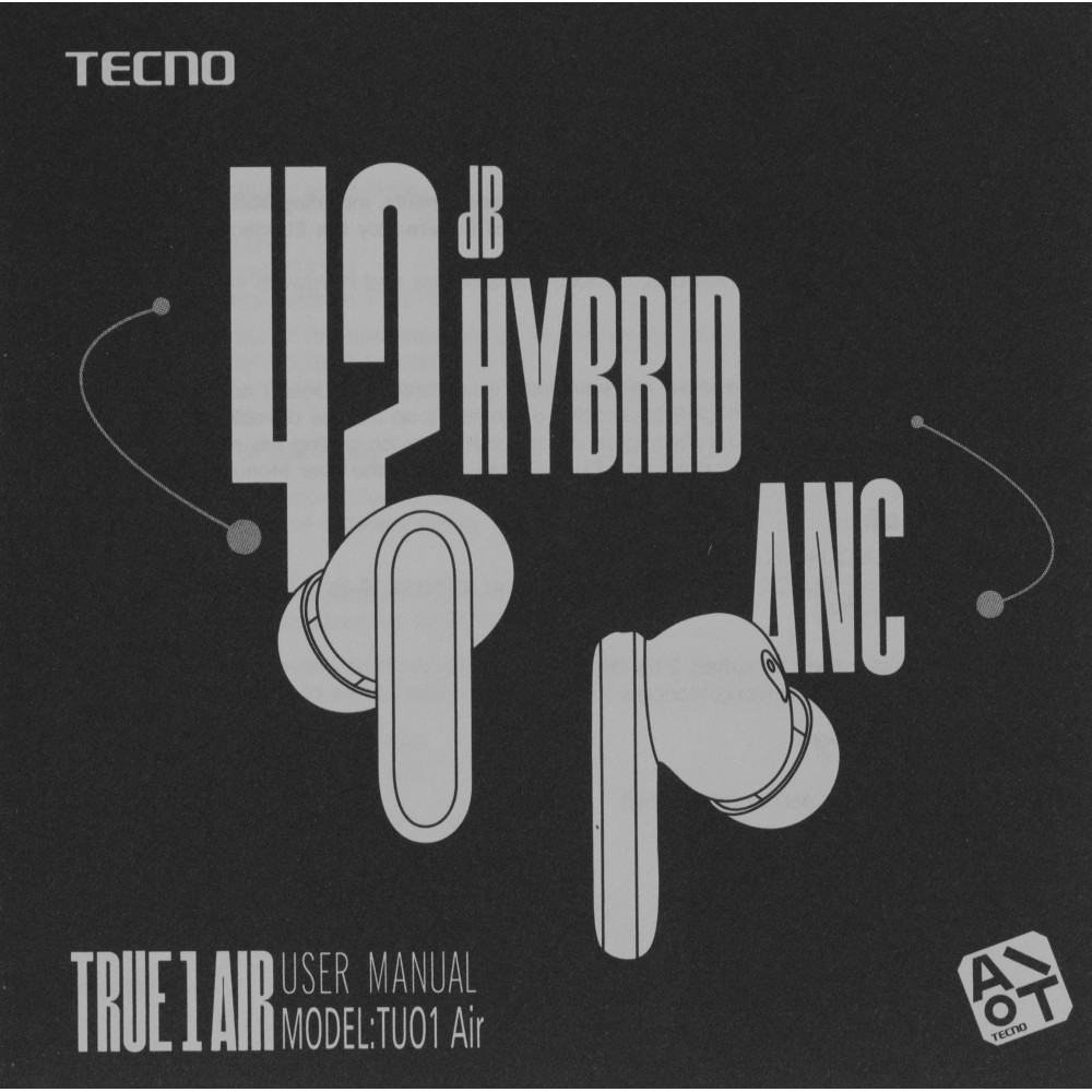 Гарнитура внутриканальные TECNO True 1 Air TU01 AIR ELEGANT BLACK