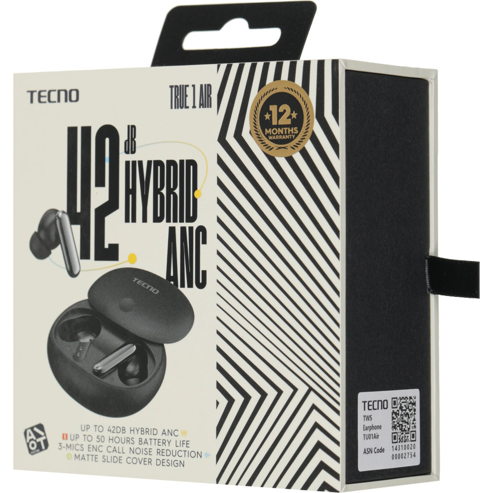 Гарнитура внутриканальные TECNO True 1 Air TU01 AIR ELEGANT BLACK