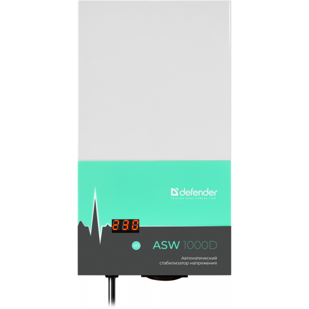 Стабилизатор напряжения ASW 1000D настенный 600Вт толщина 65мм, 1 розетка Defender ASW 1000D (99045)