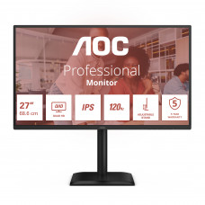 Монитор 27" AOC Q27E4U IPS 2560x1440, 120 Гц, 4 мс, 16:9, 350 кд/м², HDMI 2.0, DP 1.2, 3.5 Jack, USB Hub (4x USB 3.2 Gen 1), HDR10, Adaptive-Sync, черный