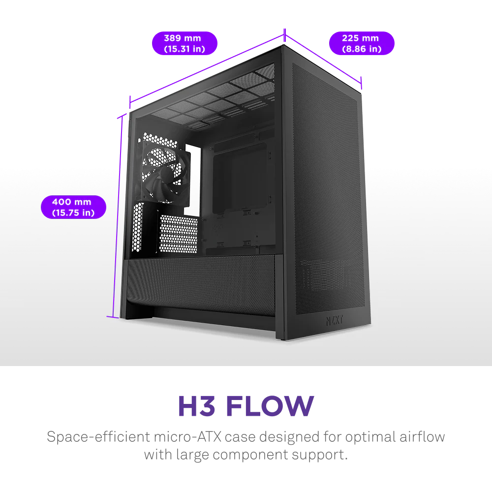 Корпус без блока питания NZXT H3 Flow CC-H31FB-01