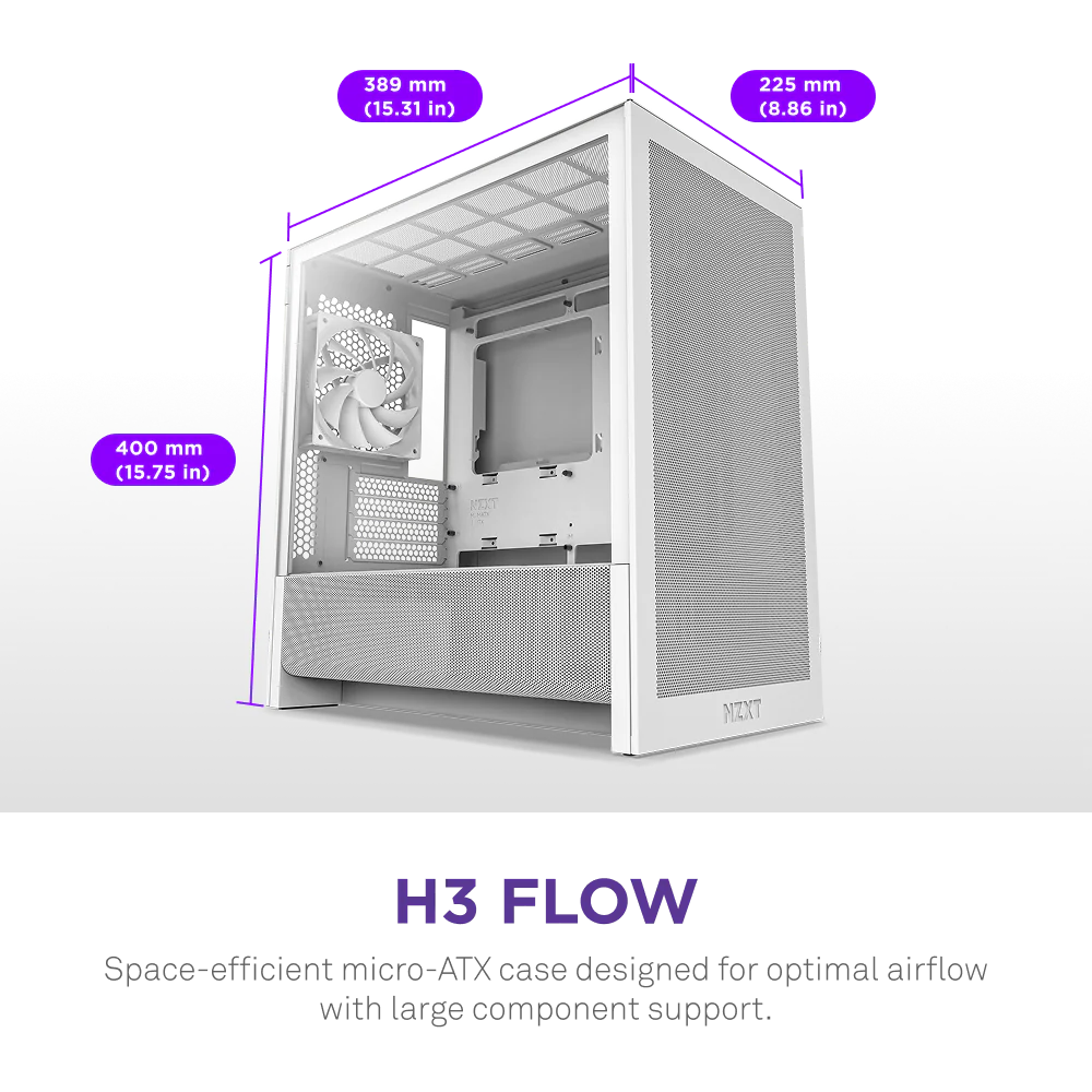 Корпус без блока питания NZXT H3 Flow CC-H31FW-01