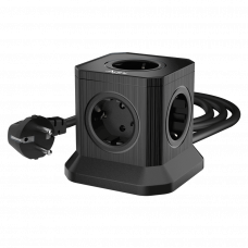 Сетевой фильтр AGNI башня TP-VE4U5E-2m-black, 5 розеток Schuko, черный, кабель 2 метра, мощность нагрузки 4000 Вт, 16А, заземление, защита от короткого замыкания, сечение кабеля 3 х 1.5 кв.мм., размер 100 х 100 х 92.3 мм. AGNI TP-VE4U5E-2m-black