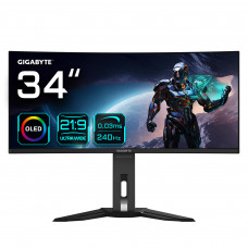 Монитор 34" Gigabyte MO34WQC2-EK OLED, 3440x1440, 240Гц, 3 мс, 21:9, 1000 кд/м2, 2хHDMI 2.1, DP 1.4, 3xUSB3.2, USB Type-C, черный