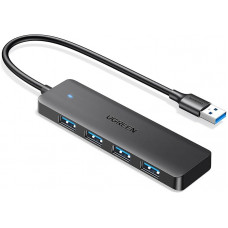 Разветвитель USB 3.0 UGREEN CM219 25851_ 4-Port, с портом питания USB-C. Цвет: черный
