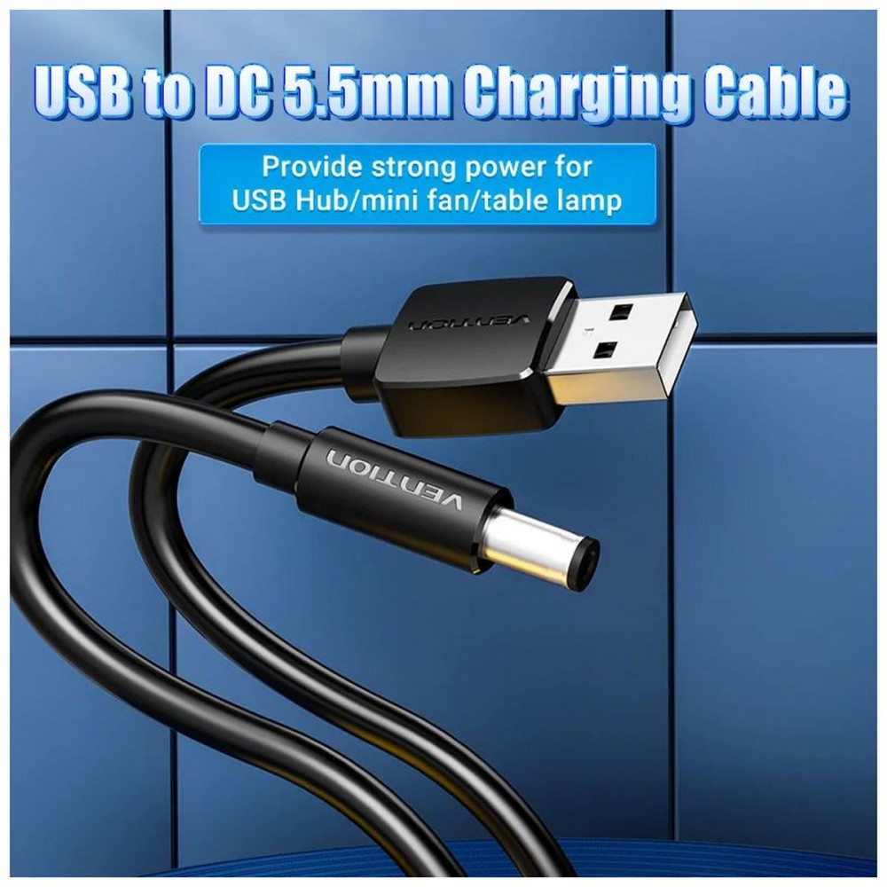 Кабель Vention USB AMDC-jack 5.5мм M - 1.5м Чёрный Vention Кабель CEYBG USB AMDC-jack 5.5мм M - 1.5м Чёрный
