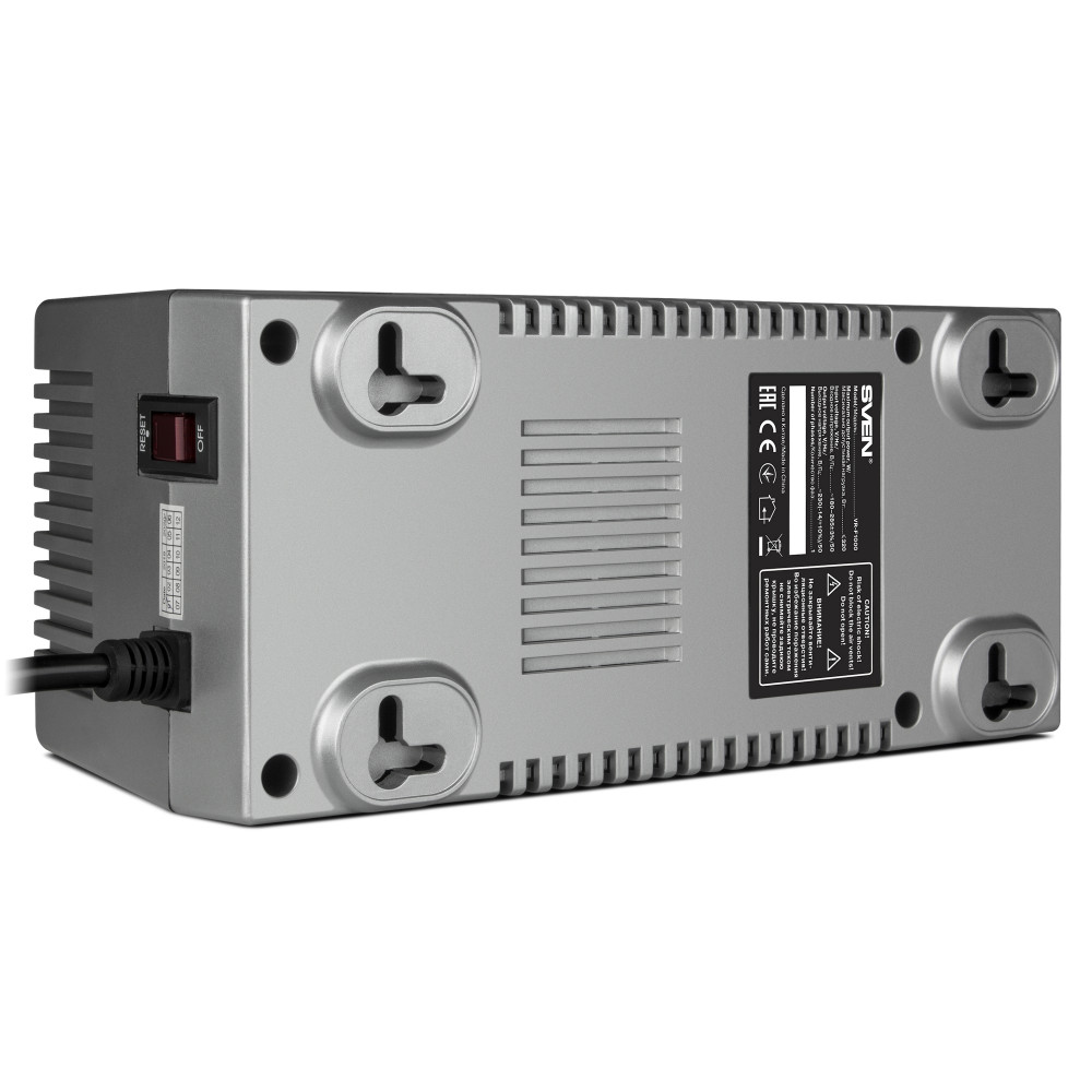 Автоматический стабилизатор напряжения SVEN VR-F1000 (320Вт,Вх.185V-285В, 4 розетки CEE74(2 розетки со стабилизацией, 2 розетки сетевой фильтр), вых.230В, пластиковый корпус, серебряный цвет) Sven SV-018818