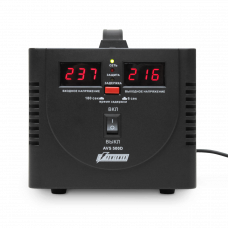 Стабилизатор POWERMAN AVS 500D, черный, ступенчатый регулятор, цифровые индикаторы уровней напряжения, 500ВА, 140-260В, максимальный входной ток 5А, 2 евророзетки, IP-20, напольный, 200мм х 150мм х 140мм, 2,3 кг. POWERMAN AVS 500D
