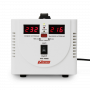Стабилизатор POWERMAN AVS 1000D, ступенчатый регулятор, цифровые индикаторы уровней напряжения, 1000ВА, 140-260В, максимальный входной ток 7А, 2 евророзетки, IP-20, напольный, 200мм х 150мм х 140мм, 2,3 кг. POWERMAN AVS 1000D