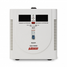 Стабилизатор POWERMAN AVS 3000D, ступенчатый регулятор, цифровые индикаторы уровней напряжения, 3000ВА, 140-260В, максимальный входной ток 20А, клеммная колодка, IP-20, напольный, 280мм х 200мм х 225мм, 6.8 кг. POWERMAN AVS 3000D