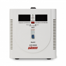 Стабилизатор POWERMAN AVS 5000D, ступенчатый регулятор, цифровые индикаторы уровней напряжения, 5000ВА, 140-260В, максимальный входной ток 24А, клеммная колодка, IP-20, напольный, 280мм х 200мм х 225мм, 8.6 кг. POWERMAN AVS 5000D