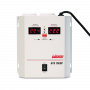 Стабилизатор POWERMAN AVS 1000P, ступенчатый регулятор, цифровые индикаторы уровней напряжения, 1000ВА, 110-260В, максимальный входной ток 7А, 2 евророзетки, IP-20, навесной, 185мм х 170мм х 100мм, 3.5 кг. POWERMAN AVS 1000P