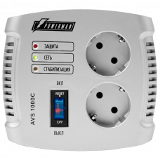 Стабилизатор POWERMAN AVS 1000C, ступенчатый регулятор, 1000ВА500Вт, 150-280В, максимальный входной ток 8А, 2 евророзетки, IP-20, напольный, 151мм х 126мм х 123мм, 2 кг. POWERMAN AVS 1000C