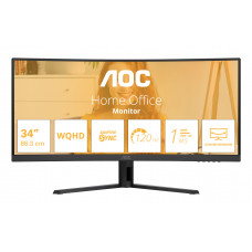 Монитор AOC 34" CU34B3E 1500R, 21:9, UWQHD, 1/4ms, 300cd, 120Hz, HDMI, DP