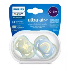 Пустышка ultra air, солнышкорадуга, для мальчиков, 0-6 мес., 2 шт. Philips Пустышка ultra air, солнышкорадуга, для мальчиков, 0-6 мес., 2 шт.