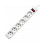 Сетевой фильтр PROGIX PG650, 6 розеток, белый, кабель 2 метра, с защитой от перегрузки, заземление, выключатель, мощность нагрузки 2200Вт, размер 320 х 50 х 40мм, сечение кабеля 3 х 0.75кв.мм. PROGIX PG650