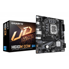 Материнская плата Gigabyte H610M D3W H610, LGA1700, 2*DDR5, 1*PCIEx16, 1*PCIEx1, 1*M.2, 1*TypeC, 3*USB3.2Gen1, 7*USB2.0, 4*SATA3.0, 1G, DP, HDMI, M-ATX, RTL