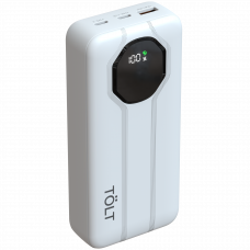 Портативный аккумулятор TOLT Lit KP226 White, 20000mAh, 22,5W, fast charging and PD, white, CCC TÖLT TOLT KP226 White