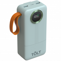 Портативный аккумулятор TOLT Lit KP328 Green, 30000mAh, 22,5W, fast charging and PD, green, CCC TÖLT TOLT KP328 Green