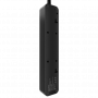 Cетевой фильтр AGNI плоский TP-FD5E-2m-black, 5 розеток Schuko, чёрный, кабель 2 метра, мощность нагрузки 4000 Вт, 16А, заземление, защита от короткого замыкания, сечение кабеля 3 х 1.5 кв.мм., размер 279x54x40 мм. AGNI TP-FD5E-2m-black