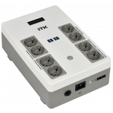 ITK ELECTRA ST8 ИБП Линейно-интерактивный 600ВА360Вт LCD АКБ 1х9AH 8хSchuko USB 4хUSB зарядки ITK EST8-600VA-1-001