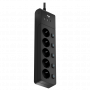 Сетевой фильтр AGNI плоский TP-FI3U5E-C-5m-black, 5 розеток Schuko (с выключателем для каждой розетки), чёрный, кабель 5 метров, 2 разъема USB + 1 разъем USB Type-C 20 Вт, мощность нагрузки 4000 Вт, 16А, заземление, защита от короткого замыкания, сечение