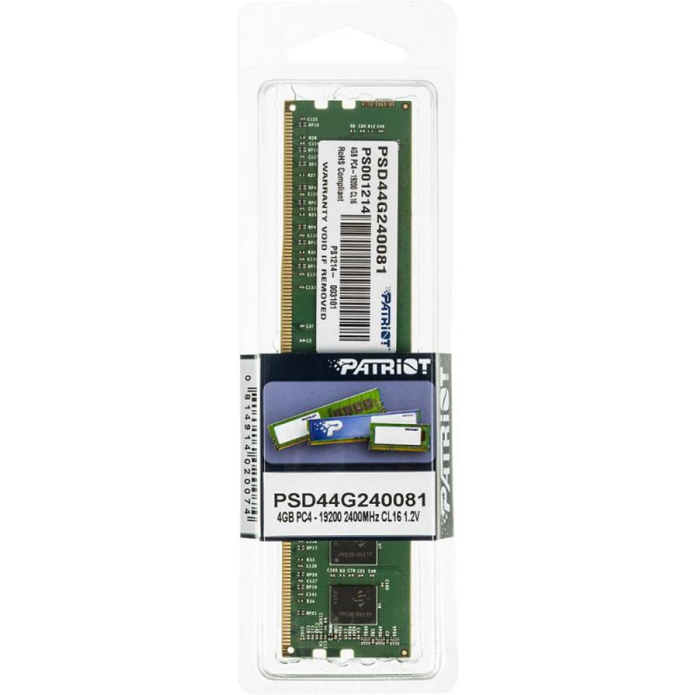Модуль памяти Patriot PSD44G240081 4 ГБ (1x4 ГБ) DDR4 2400 МГц
