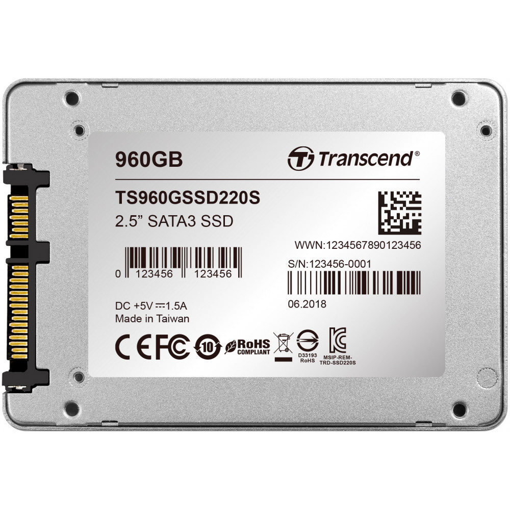 Твердотельный накопитель Transcend SSD220S 960GB (TS960GSSD220S)
