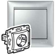 Розетка Legrand Электроустановочные изделия Legrand Legrand 770120  электрическая Valena с заземлением  алюминий
