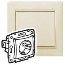 Розетка Legrand Электроустановочные изделия Legrand Legrand 774320  электрическая Valena с заземлением 2К З/сл.кость  слоновая кость
