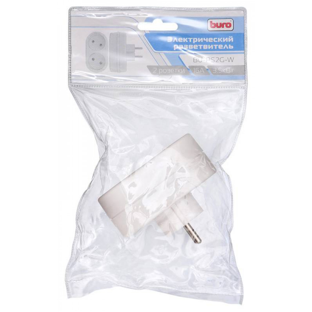 Сетевой фильтр Buro Сетевой разветвитель BU PS2G W 2 розетки белый пакет ПЭ
