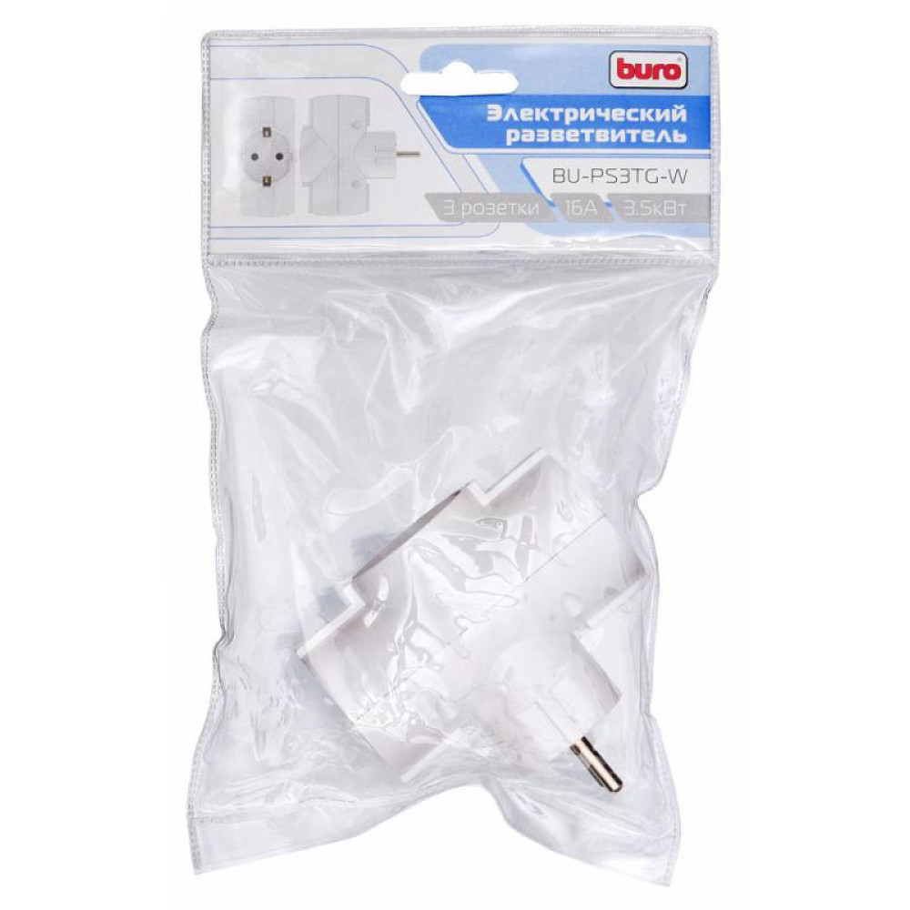Сетевой фильтр Buro Сетевой разветвитель BU PS3TG W 3 розетки белый пакет ПЭ