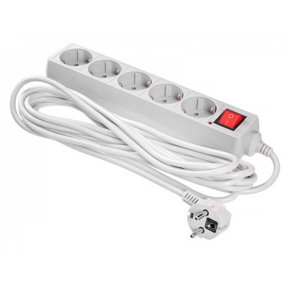 Сетевой фильтр Buro 500SL 5 G 5м 5 розеток серый пакет ПЭ