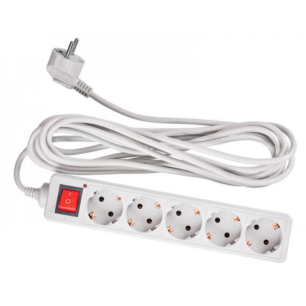 Сетевой фильтр Buro 500SL 5 G 5м 5 розеток серый пакет ПЭ