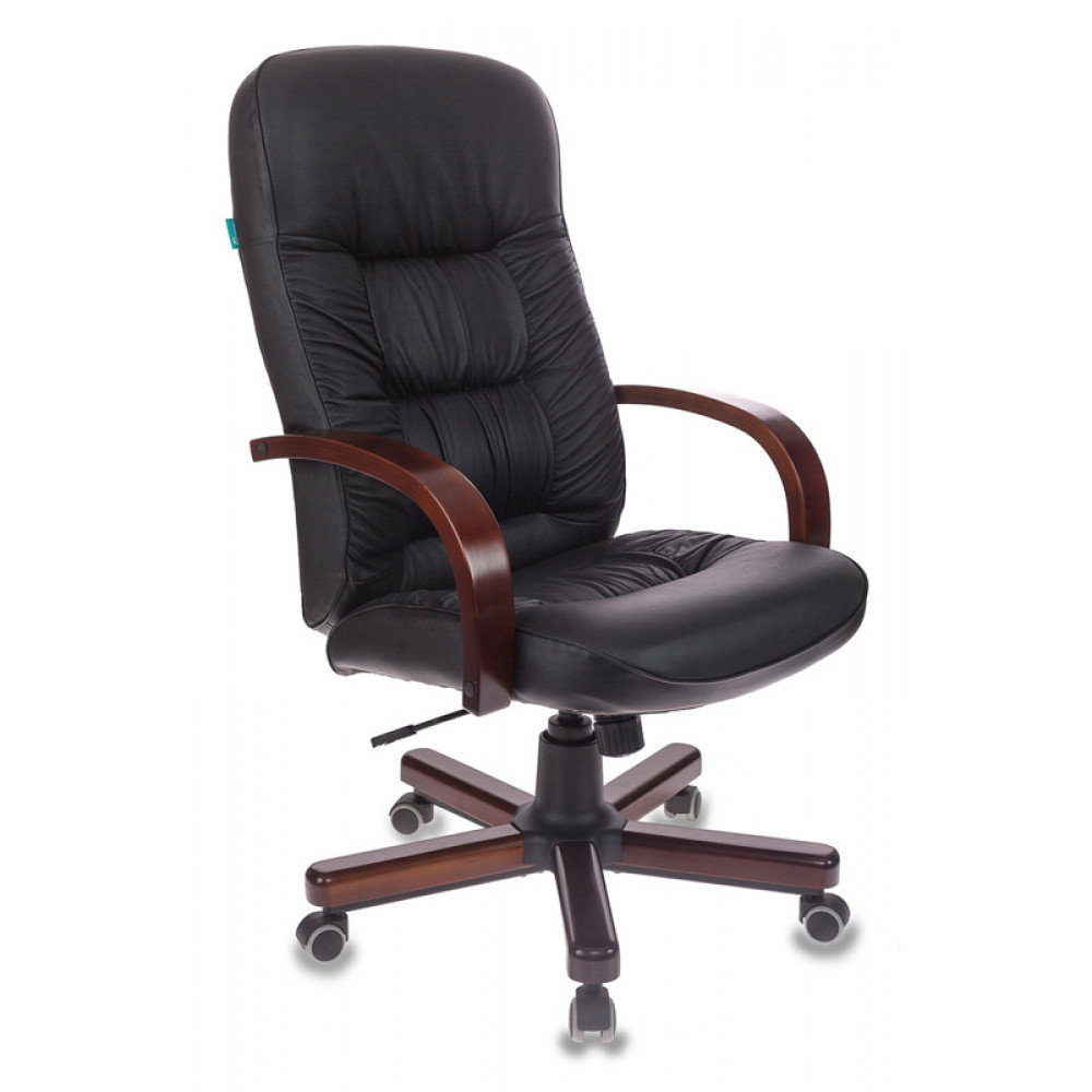 Компьютерное кресло Бюрократ Кресло руководителя T 9908/WALNUT черный кожа крестовина металл
