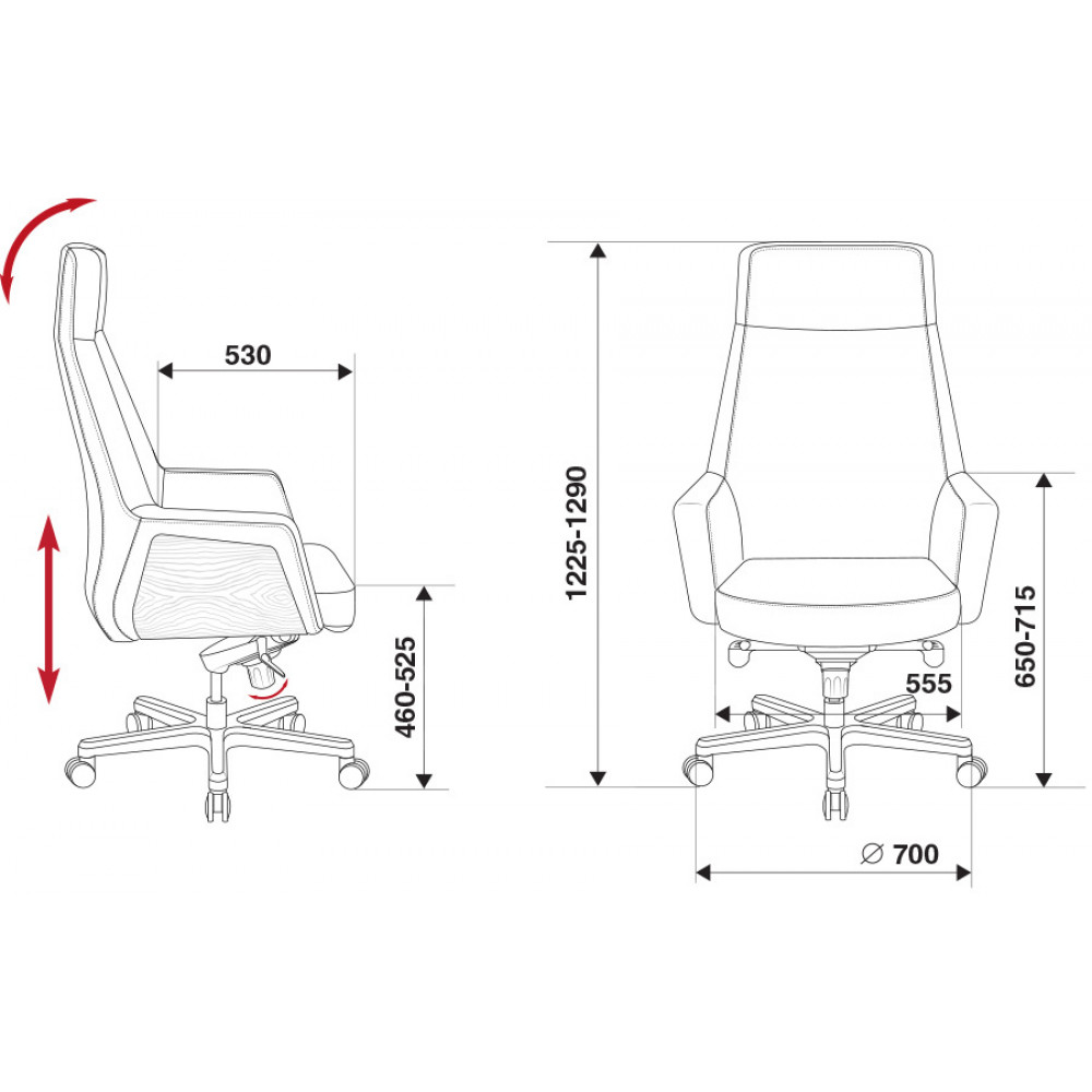 Компьютерное кресло Бюрократ Кресло руководителя  ANTONIO/BLACK черный кожа крестовина алюминий
