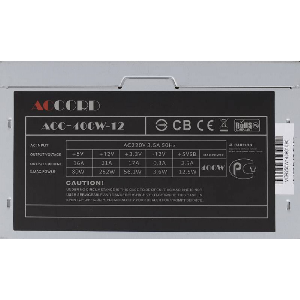 Блок питания Accord Блок питания ATX 400W ACC-400W-12 (24+4pin) 120mm fan 4xSATA