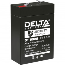 Батарея DELTA серия DT, DT 6028, напряжение 6В, емкость 2.8Ач (разряд 20 часов),  макс. ток разряда (5 сек.) 48А, макс. ток заряда 0.84А, свинцово-кислотная типа AGM, клеммы F1, ДxШxВ 66х33х97мм., вес 0.61кг., срок службы 5 лет. Delta DT 6028 (6V  2.8Ah)