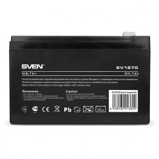 Батарея SVEN SV 1270 (12V 7Ah), напряжение 12В, емкость 7Ач, макс. ток разряда 105А, макс. ток заряда 2.1А, свинцово-кислотная типа AGM, тип клемм F2, ДШВ 1516594 мм, 2.1кг Sven SV1270