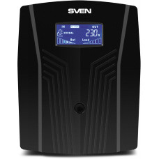 ИБП SVEN Pro 1500 (LCD, USB), линейно-интерактивный, автоматический стабилизатор напряжения, 1500Вт, 900Ва, 3 евророзетки, USB, RJ-45, черный, габариты 140350175мм, 10кг. Sven UPS Pro 1500